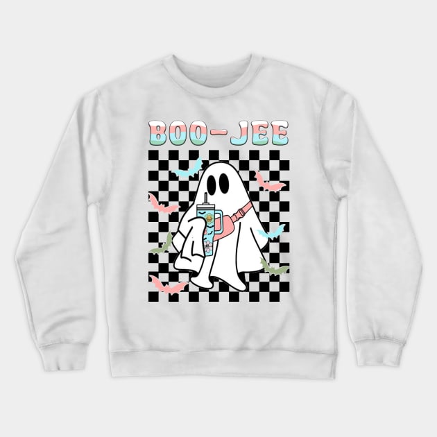 Spooky Season Cute Ghost Halloween Costume Boujee Boo-Jee Crewneck Sweatshirt by JennyArtist